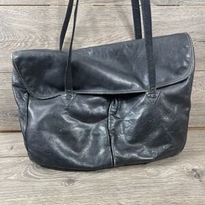 VTG Libaire California Bag Black Soft Leather Cross Body Flap Satchel Brief Case